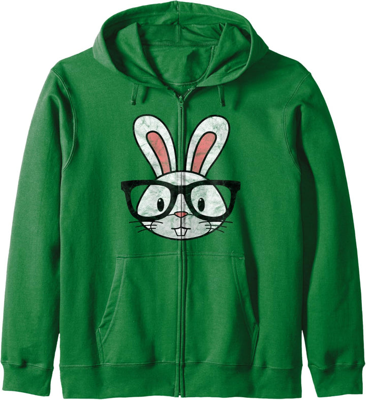 Funny Easter Bunny Hipster Glasses Distressed Cute Rabbit Kapuzenjacke