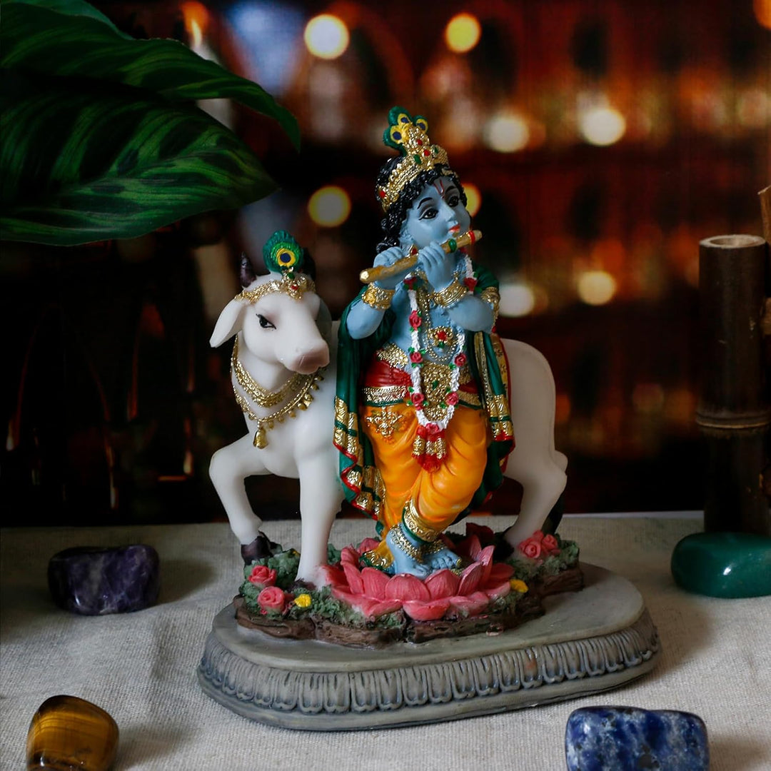 alikiki Statue Hindu-Gott Lord Krishna – 14,5 cm H Indien Idol Krishna Skulptur Geschenke für indisc