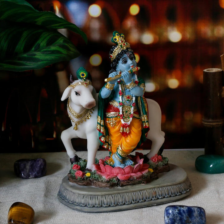 alikiki Statue Hindu-Gott Lord Krishna – 14,5 cm H Indien Idol Krishna Skulptur Geschenke für indisc