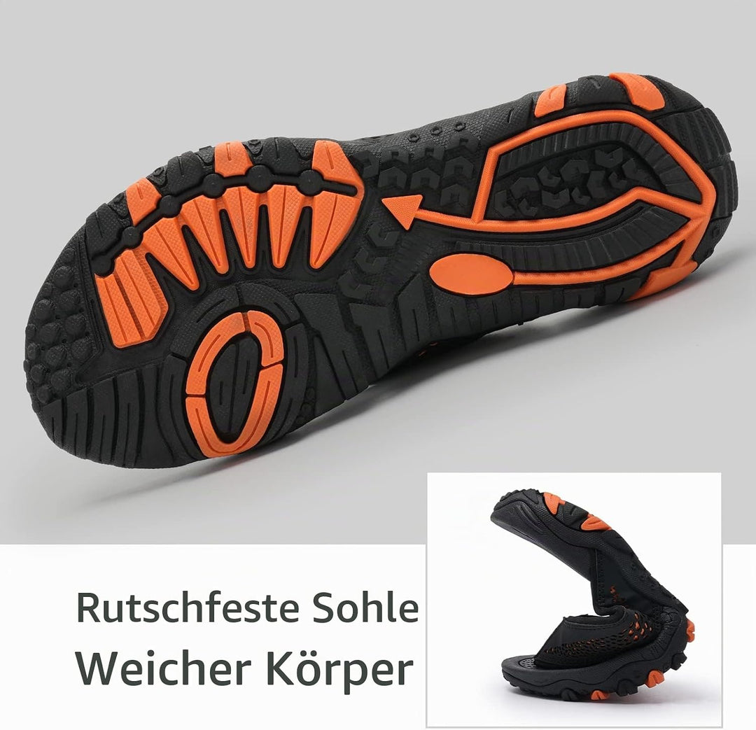 WateLves Herren Flip Flops Zehentrenner Leder mit Arch Support Sandalen Weich Leder Stoff Badelatsch