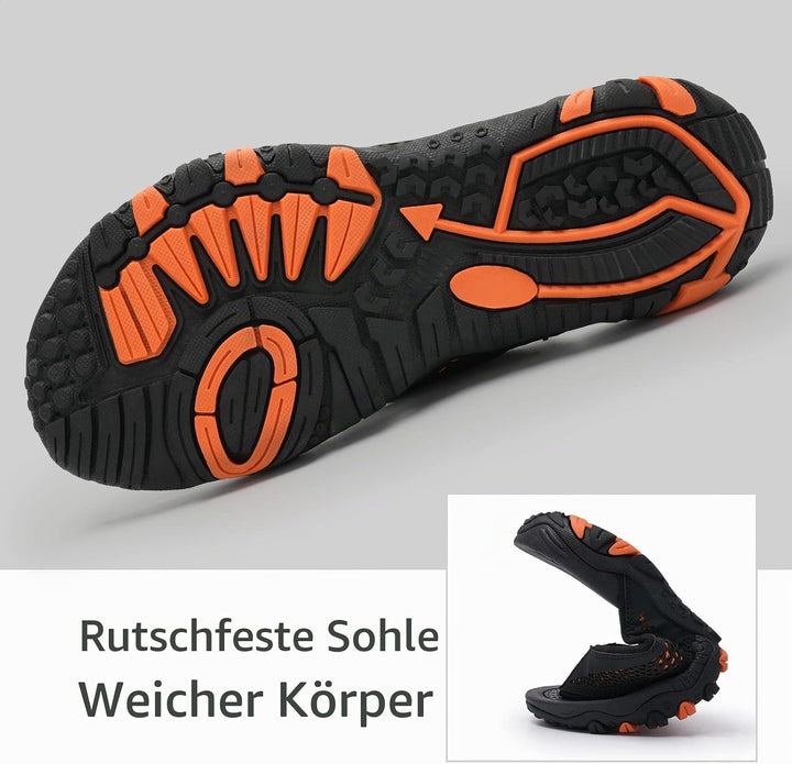 WateLves Herren Flip Flops Zehentrenner Leder mit Arch Support Sandalen Weich Leder Stoff Badelatsch