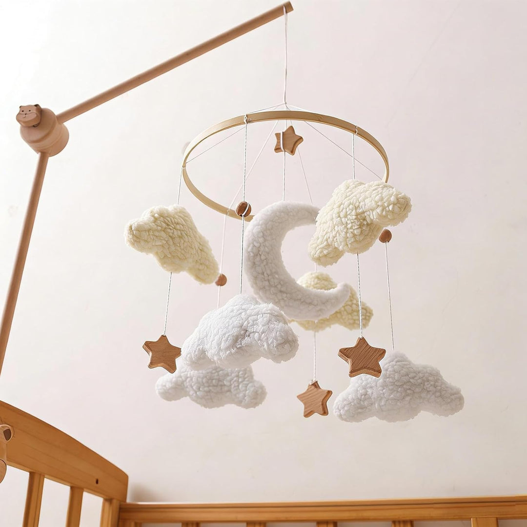 Mobile für Kinder | Holzsterne drehen - Boho Babybett-Mobile Wolke | für Mädchen Kinderzimmer Wohnzi