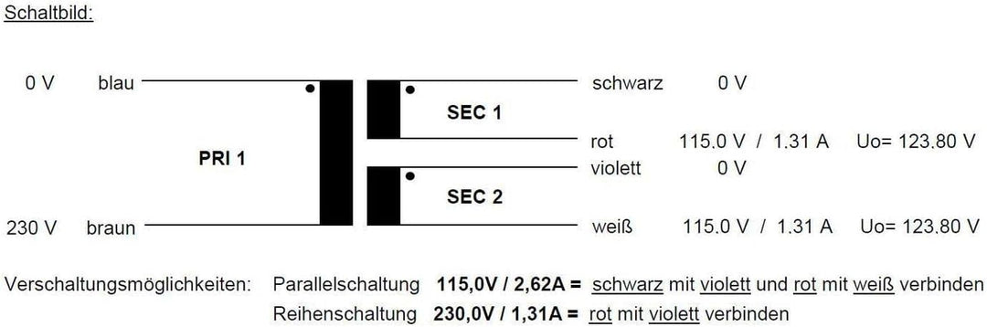 Sedlbauer Ringkerntrafo Transformator 300VA 2x115V für Audio, Industrie, Halogen und Schienensysteme