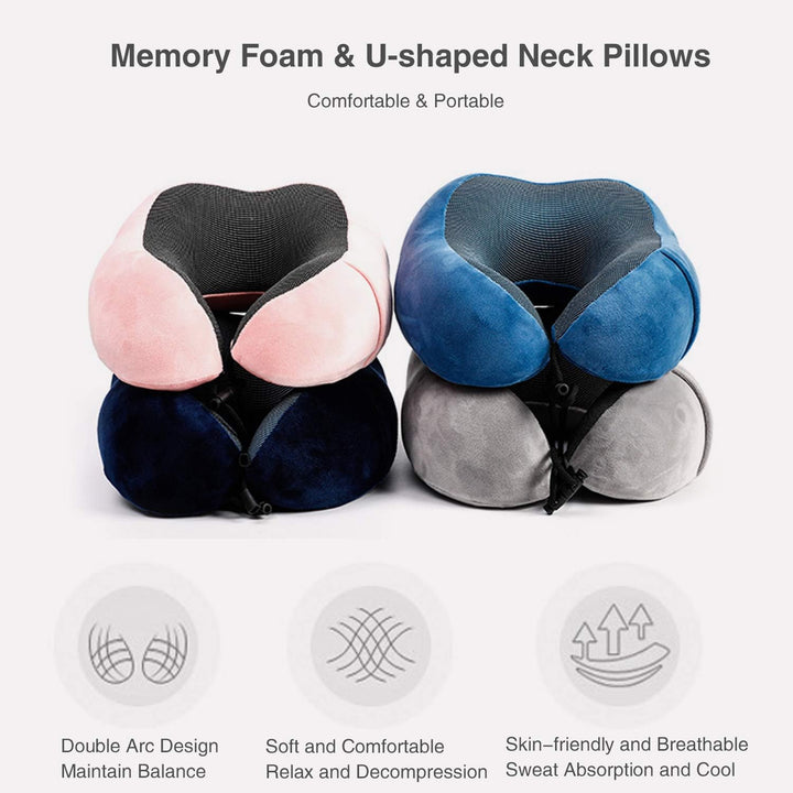 FANDARE Nackenkissen Reisekissen aus Memory-Schaum Neck Pillow Damen Herren Nackenhörnchen Nackenstü