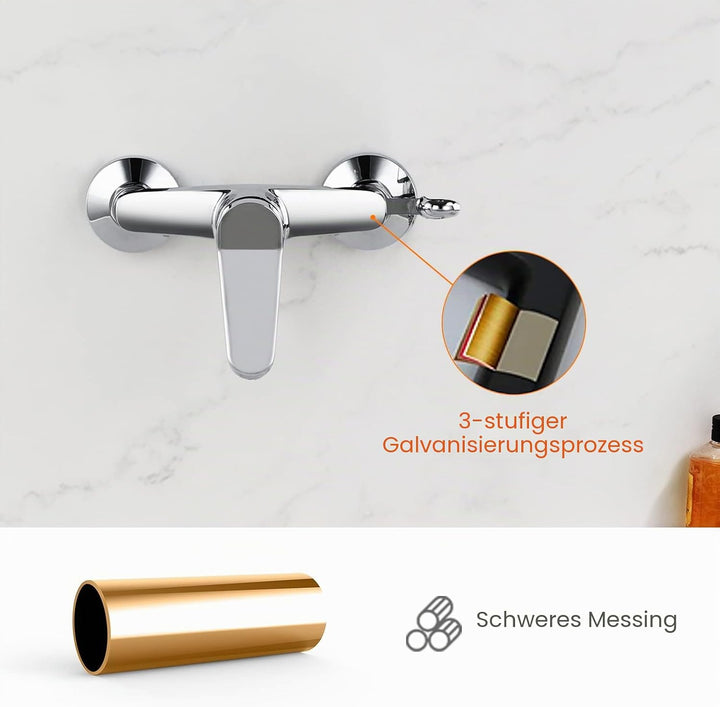 Ibergrif Duscharmatur, Einhand-Brausebatterie, Wandmontage, Wasserhahn Dusche Einhebelmischer, mit D