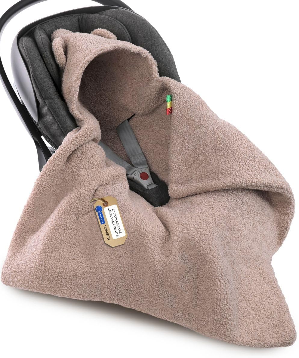 Einschlagdecke Babyschale 80x80cm | Für Neugeborene & Babys bis max. 4 Monate | Kuschel-Bouclé Lammf