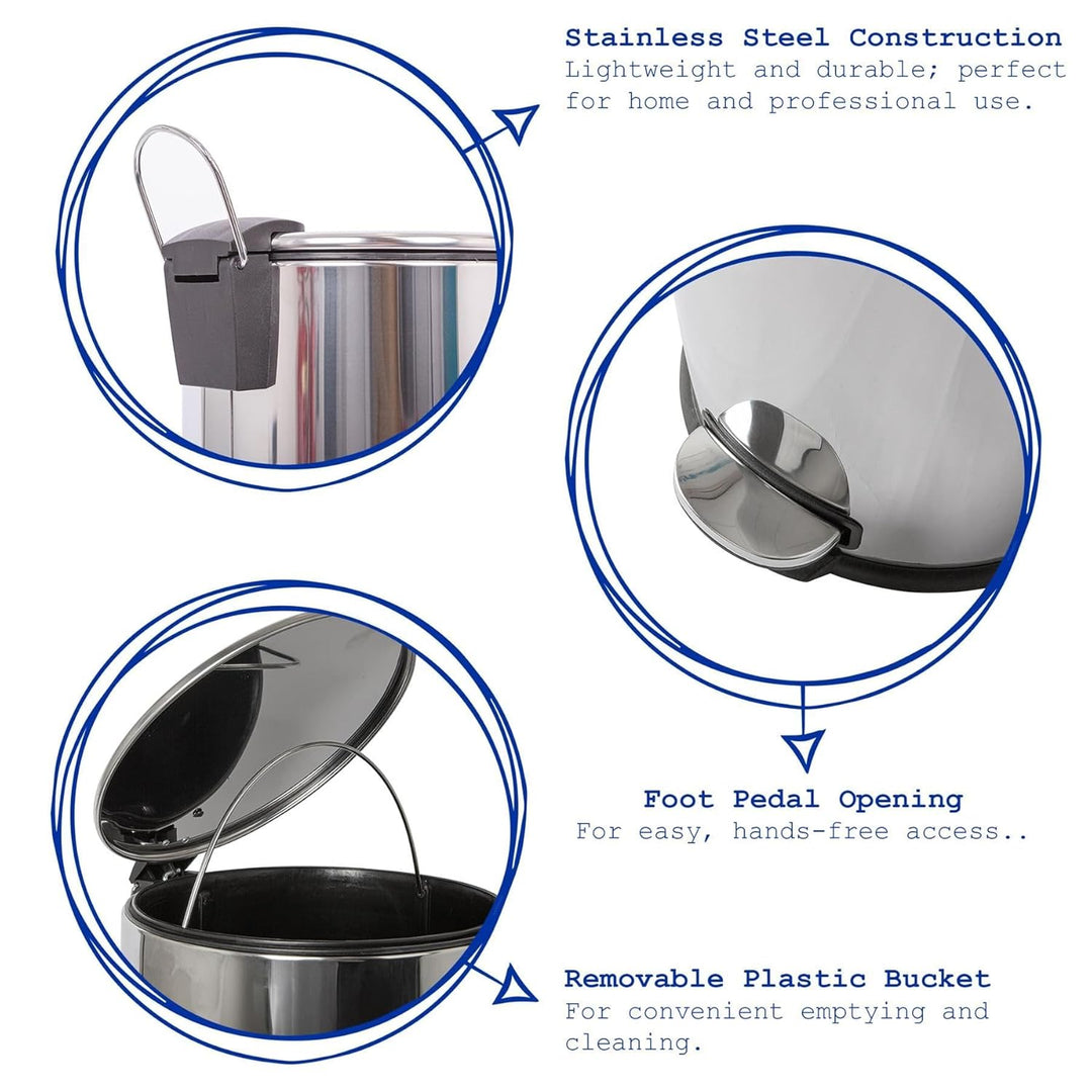 Harbour Housewares 30L Edelstahl Treteimer Schwarz Küchenmülleimer Bin | 30L Edelstahl Treteimer in