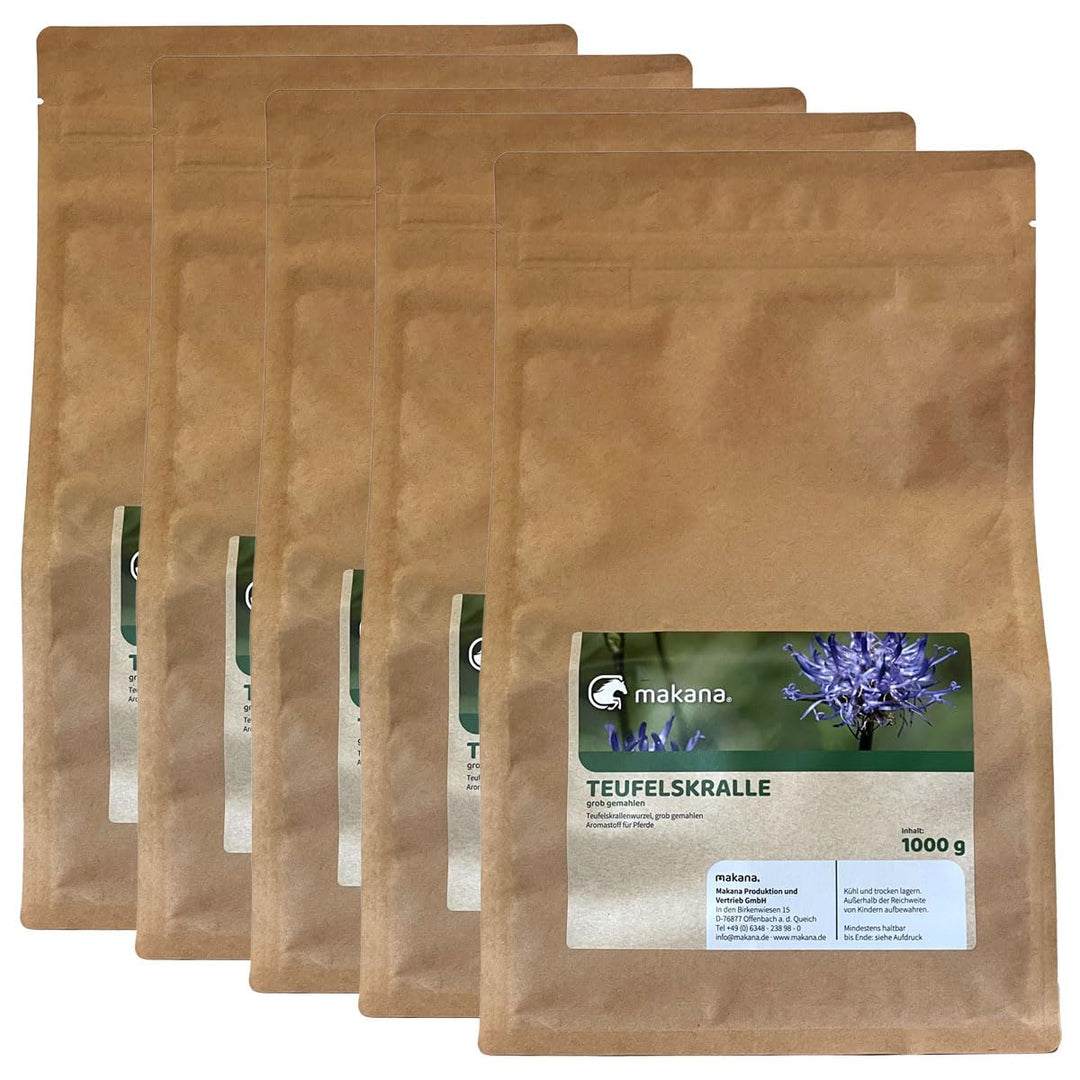 Makana Teufelskralle für Tiere, gemahlen, 5 x 1 kg Beutel