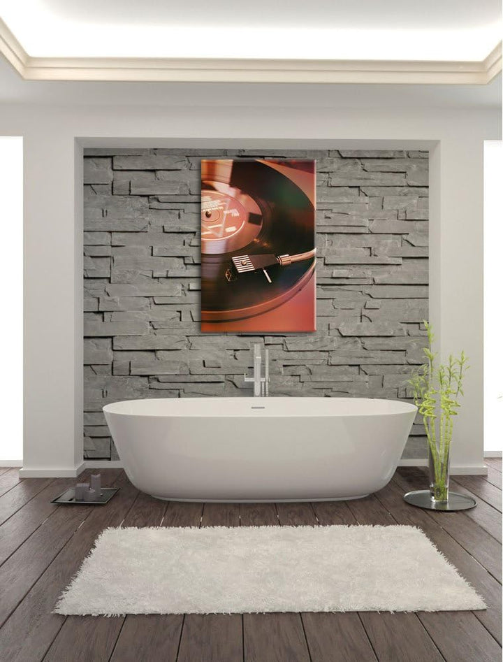 Pixxprint Schallplatte, Format: 100x70 auf Leinwand, XXL riesige Bilder fertig gerahmt mit Keilrahme