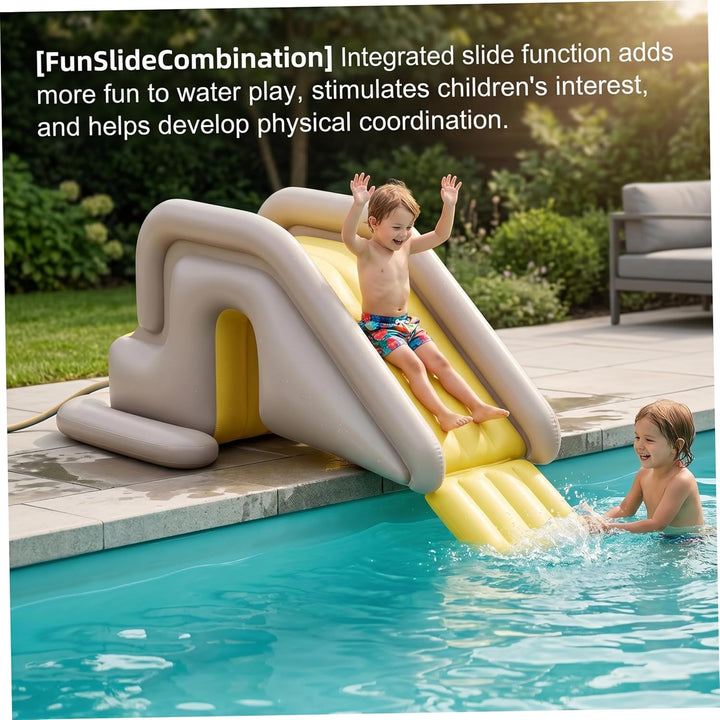 Aufblasbare Poolrutsche, aufblasbarer Ponton mit breiter Wasserbasis, einfacher Aufbau, PVC für drin