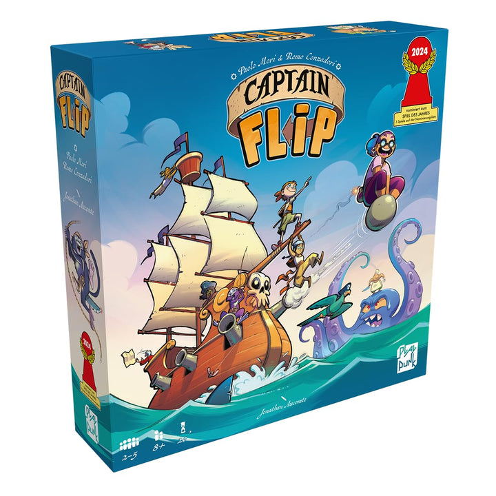 PlayPunk, Captain Flip, Familienspiel, Legespiel, nominiert zum Spiel des Jahres 2024, 2-5 Spieler,