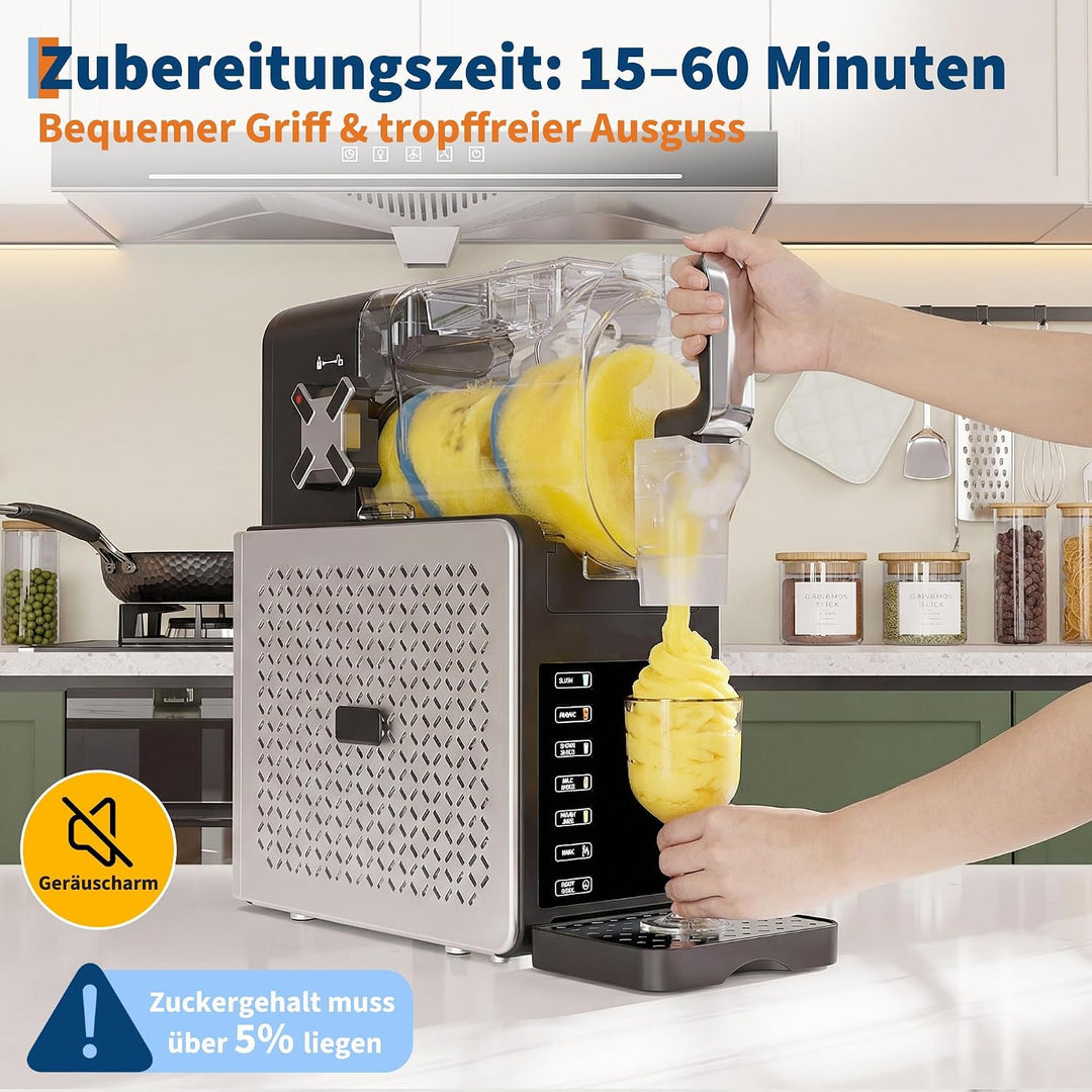 Slush-Eismaschine 1,9 L (64 oz) – Frozen-Drink-Maker mit 5 Programmen + 6 Presets, Selbstreinigung,