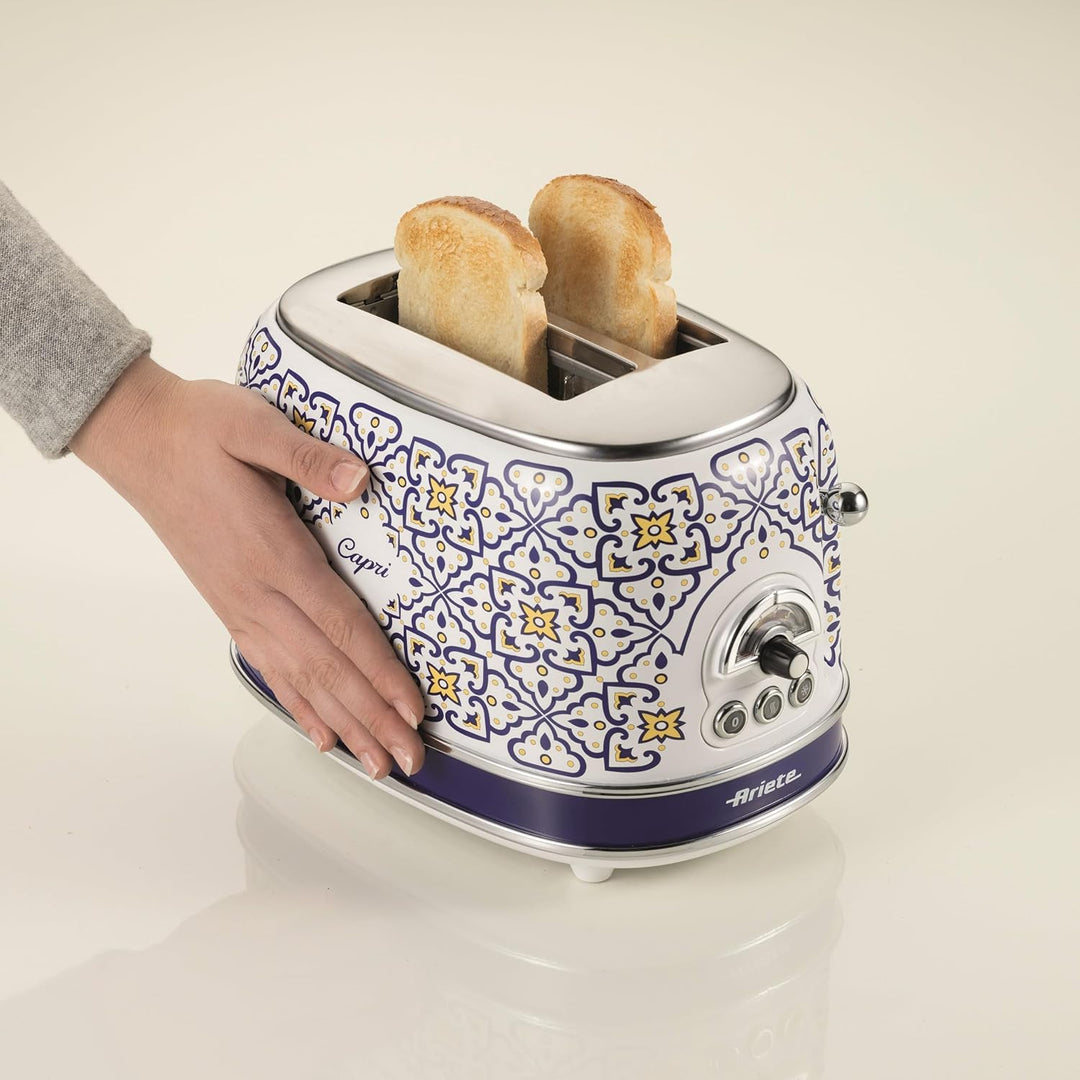 Ariete Toaster 156, Capri Weiss und Blau, Weiss und Blau