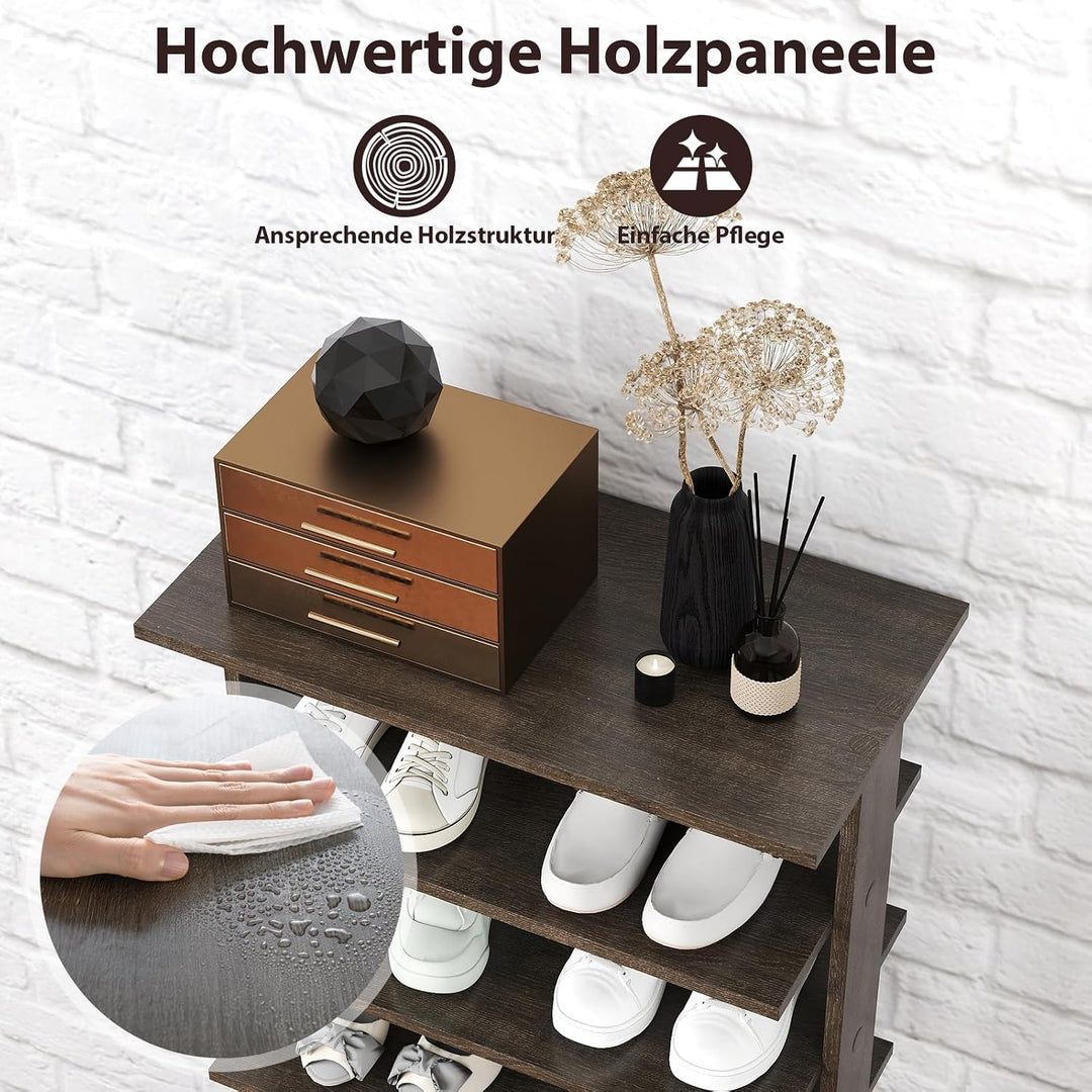 COSTWAY 8 stufiges Schuhregal schmal, Schuhschrank aus Holz höhenverstellbar, Schuhständer Schuh-Org