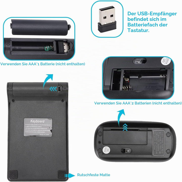 Kabelloser Ziffernblock und Maus, 5,3x3,3Zoll 2,4GHz 1200DPI 18 Tasten Universell kabellos USB Numme