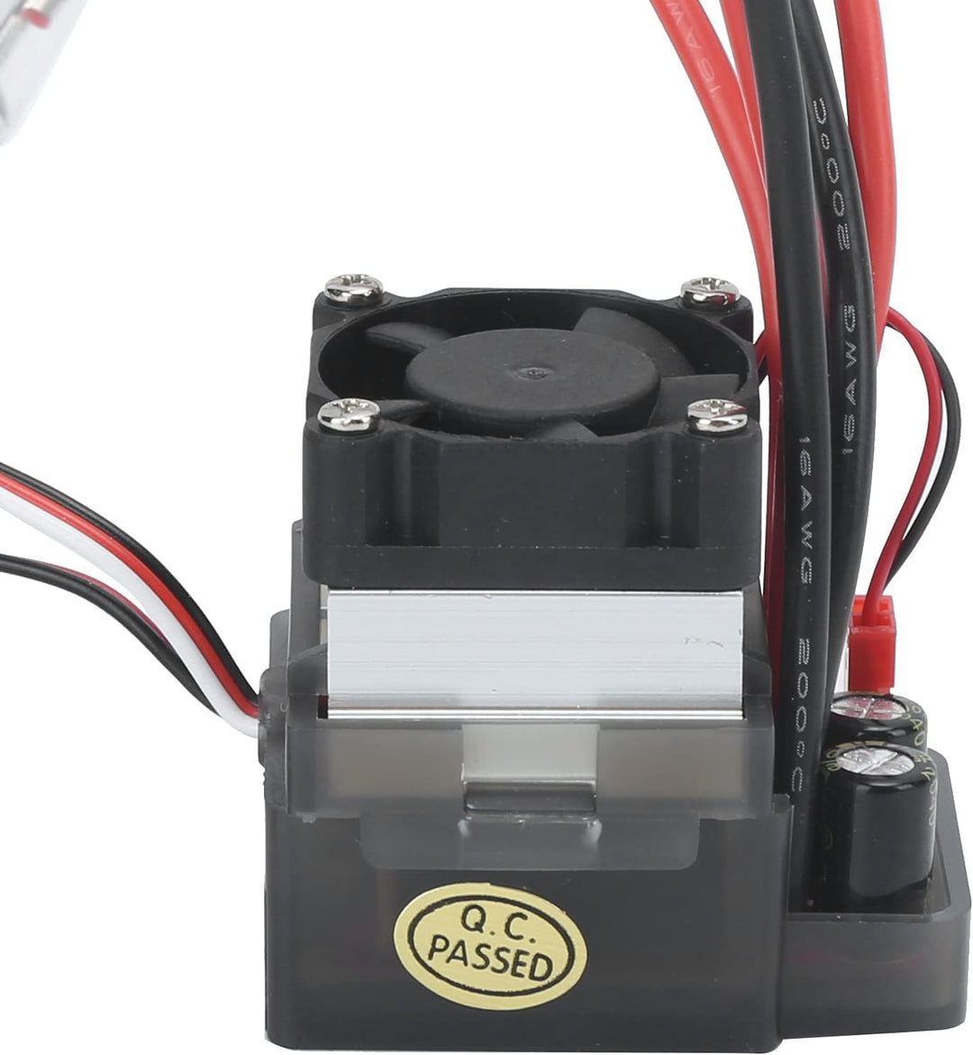 Drfeify RC ESC 360A mit Kühlkörper und Lüfter wasserdichter gebürsteter Regler für 1/10 RC Crawler/T