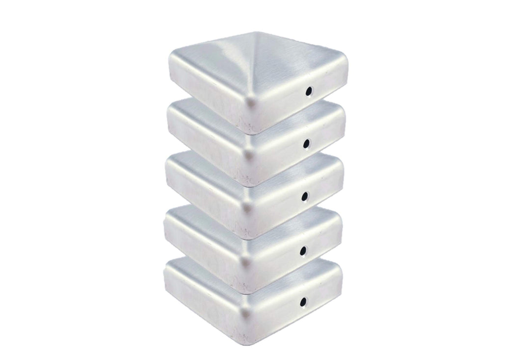 Premium Pfostenkappe 71x71 mm aus Edelstahl für Pfosten 7x7 cm Pyramide Zaunkappe Abdeckkappe 5 Stüc