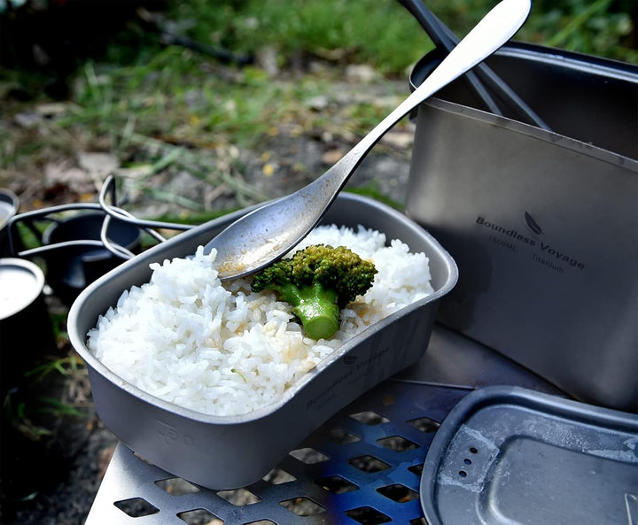 iBasingo Titan Kantine Becher Set 1500ml 600ml Outdoor Camping Kochgeschirr Tragbares Ultraleicht Ko