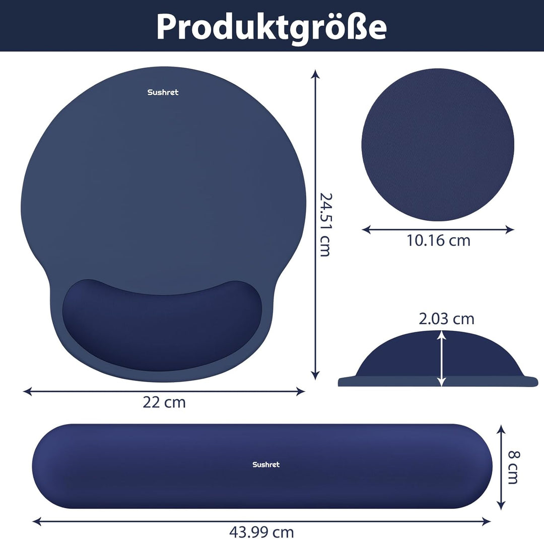 Sushret Mauspad & Tastatur Handballenauflage, 3-in-1 Ergonomisches Gel Memory Foam Handballenauflage
