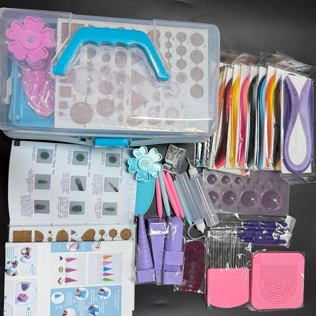 Quilling-Set, Quilling-Werkzeuge, Papier-Quilling-Set mit Aufbewahrungsbox Blaue Box, Blaue Box