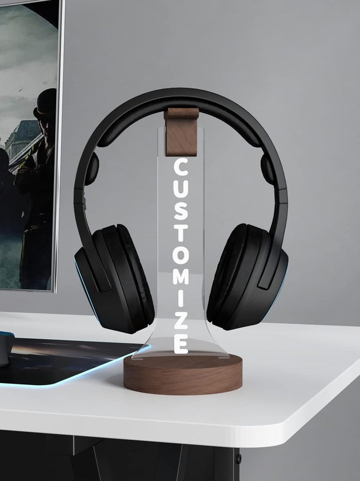 YuanDian personalisierte Licht bis Kopfhörer Stand für Schreibtisch, Gaming Headset Holzhalter RGB m