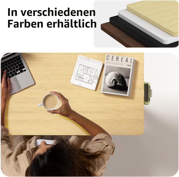 Höhenverstellbarer Schreibtisch mit Rollen, 80 x 40 cm Pneumatisch Computertisch Laptoptisch, Mobile