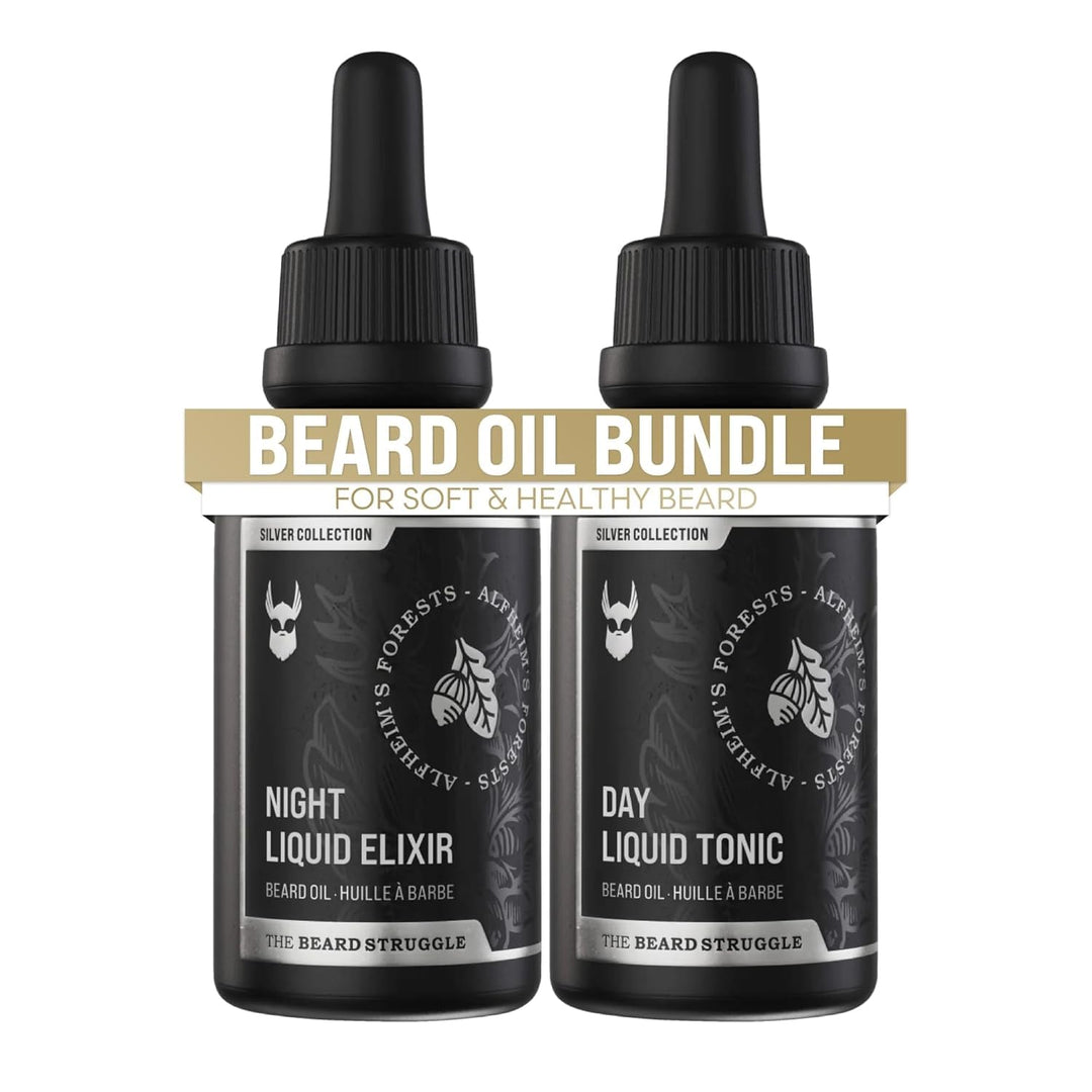 The Beard Struggle Bartöl Set Tag & Nacht – Bartpflege & Bartwuchsöl Bundle für Männer – Feuchtigkei