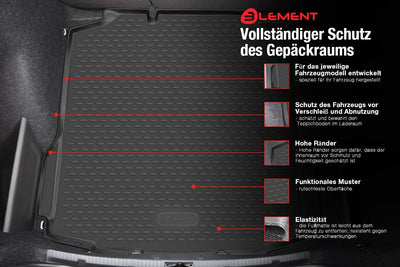 Element Passgenaue Premium Antirutsch Gummi Kofferraumwanne - Mercedes-Benz G-Class W463, SUV