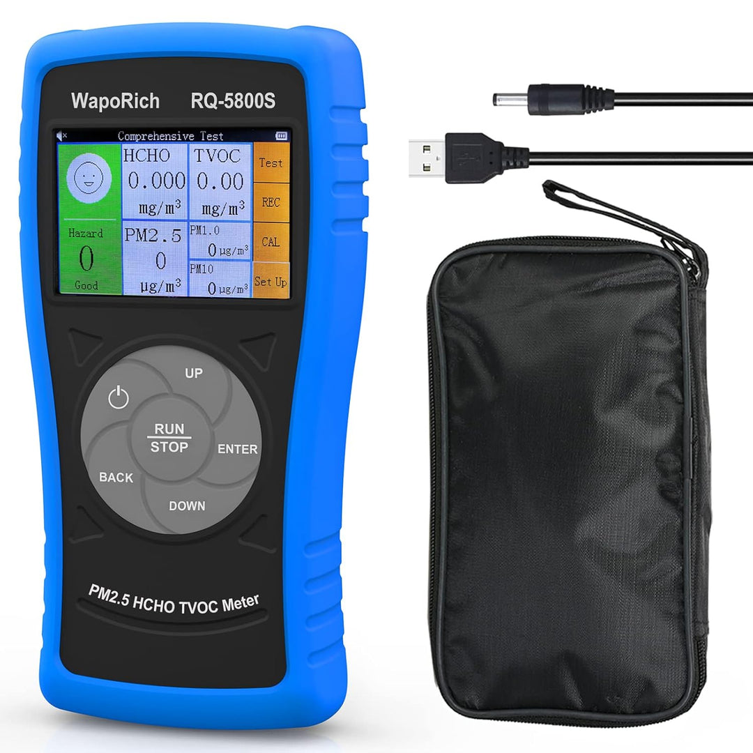 3-in-1-Luftqualitätsmonitor RQ-5800S, Formaldehyd-Detektor, TVOC, HCHO-Monitor zum Testen von PM2,5,