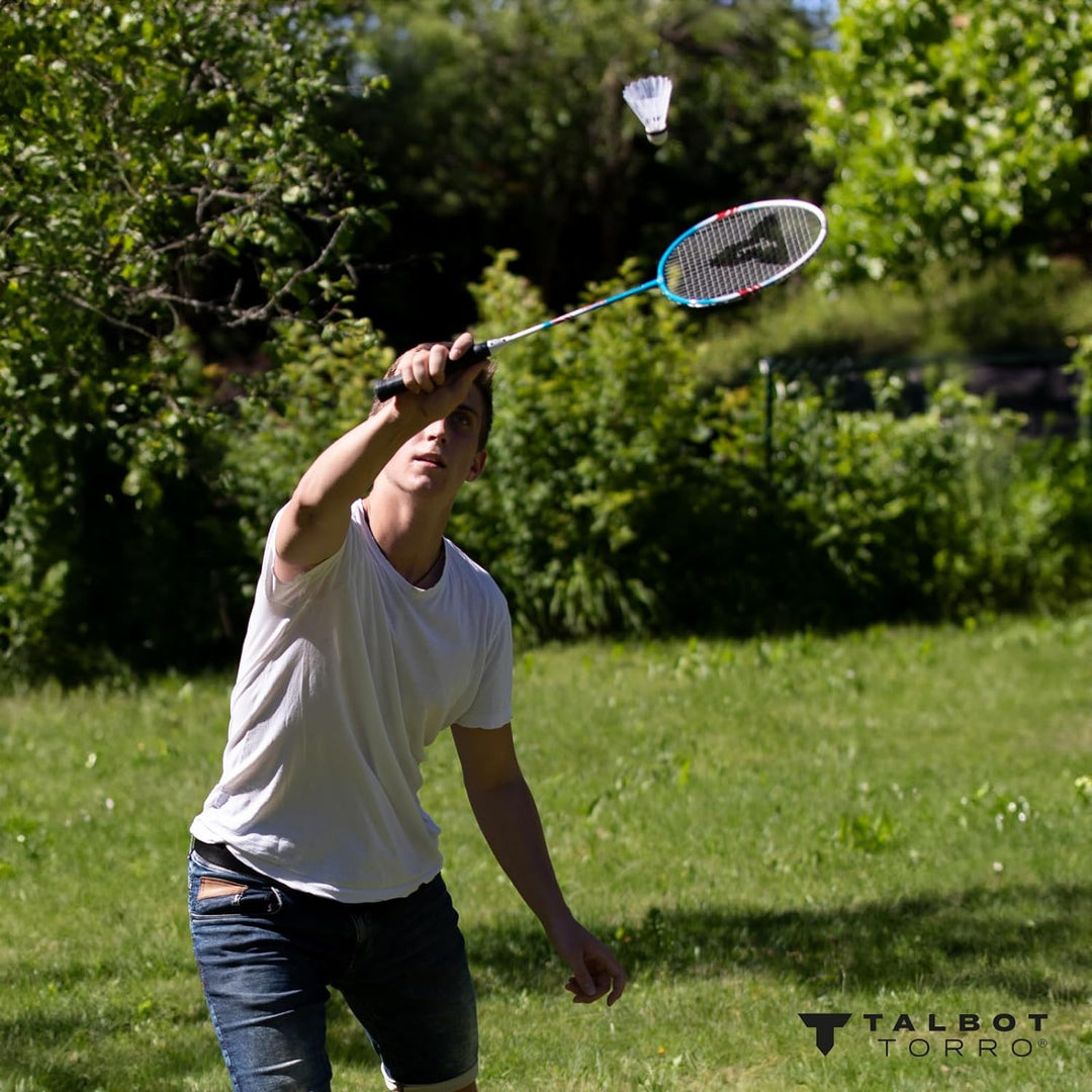 Talbot Torro Premium Badminton-Set 4-Fighter, hochwertiges Komplettset mit 4 Alu-Schläger leicht und