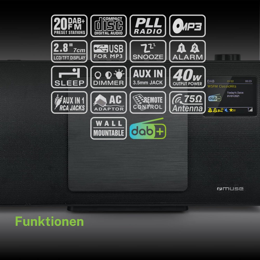 MUSE M-65 DBT Kompakt-System DAB+ - CD-Player - Bluetooth - AUX, USB 2X RCA Buchsen