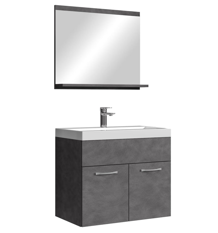 Badplaats B.V. Badezimmer Badmöbel Set Montreal 02 60cm Waschbecken Dunkelgrau - Unterschrank Wascht