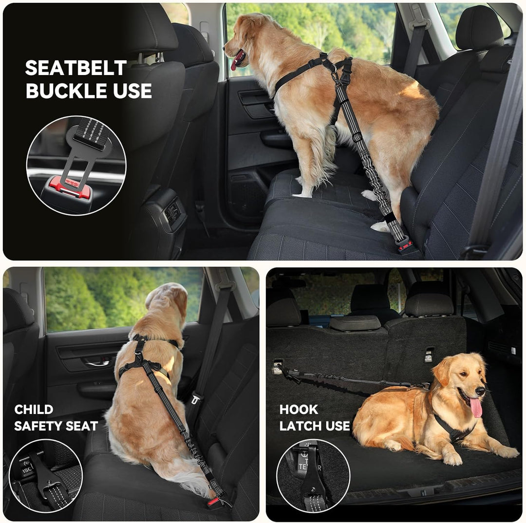 Pawaboo Hunde Sicherheitsgurt für Auto, Hundegeschirr mit Zwei Clips, Verstellbar Haustierweste und