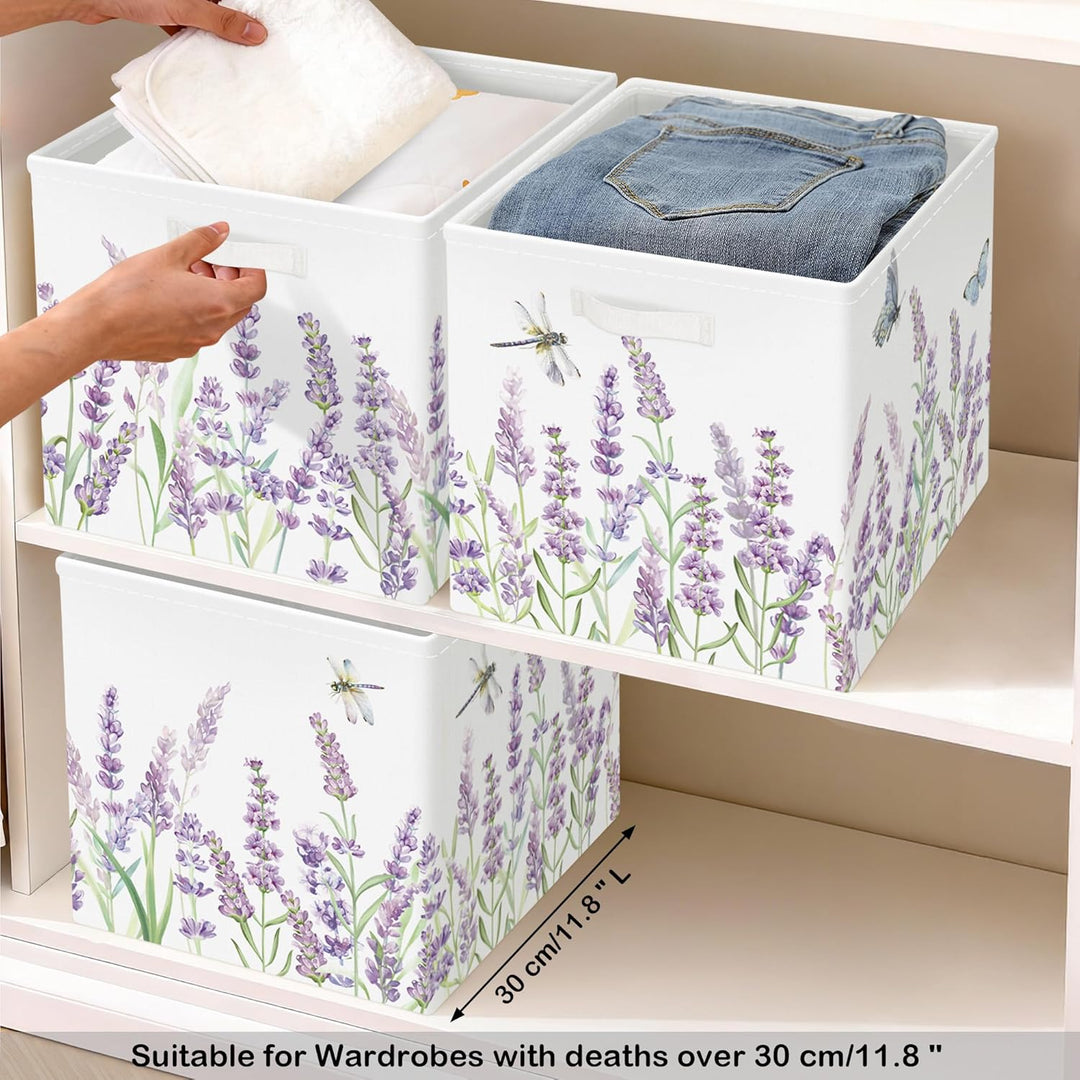 HUUMONSS 30cm Aufbewahrungsbox 3 Stück Wilde Blume Aufbewahrungskorb Kinder Falt Garten Schmetterlin
