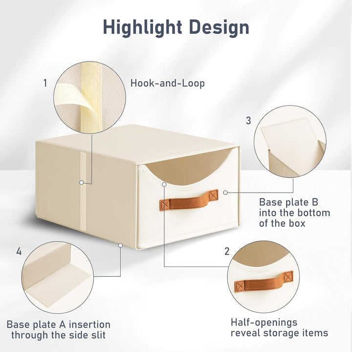 DIMJ Schubladen Ordnungssystem Schubladenboxen - 4 Stück Aufbewahrungsbox Faltboxen Organizer Schubl