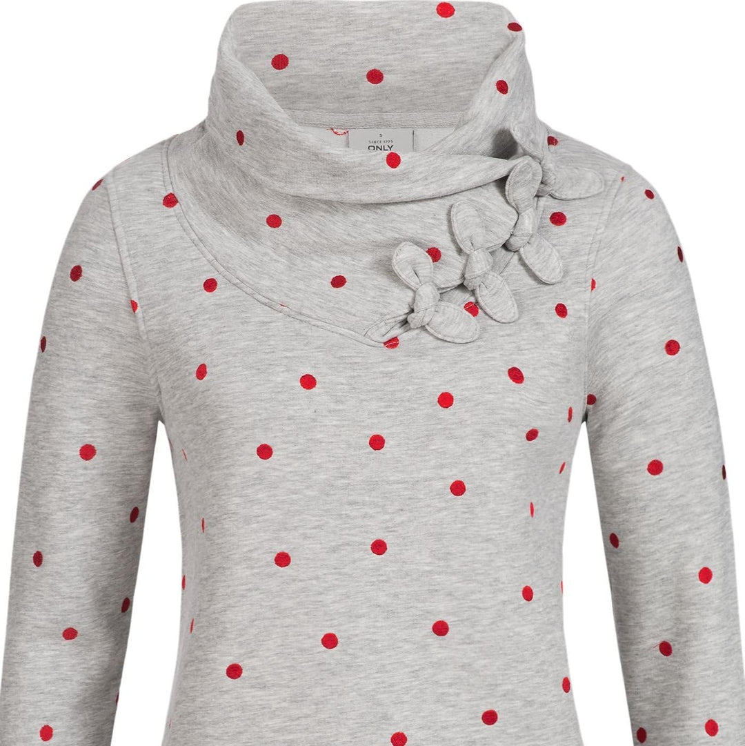 ONLY Damen Sweatshirt Lisa Bow Highneck hellgrau S