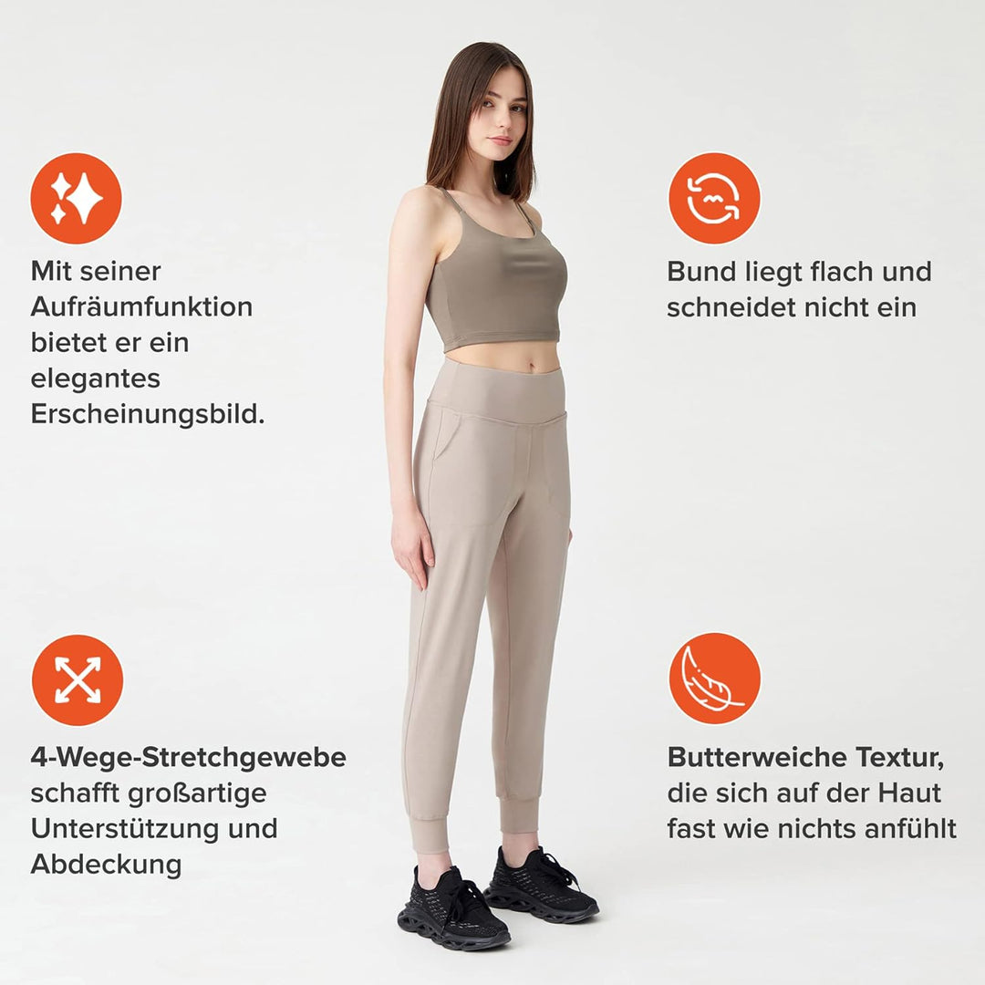 LOS OJOS Damen Trainingsanzug Joggers M Beige, M Beige