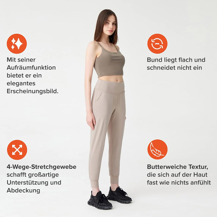 LOS OJOS Damen Trainingsanzug Joggers M Beige, M Beige