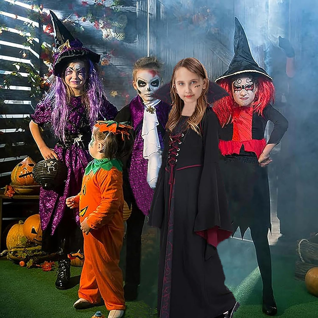 PABTID Vampir Kostüm Mädchen Halloween Kostüme Kinder Gothic Kapuzen Vampirkostüm Halloween Verkleid