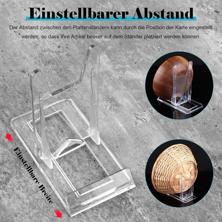 36 Stück Acryl Ständer Kunststoff Tellerständer Verstellbar Dekotellerhalter Aufsteller Ständer Tell