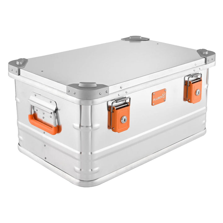 Alubox Alukiste abschliessbar E47 - Premium Aluminium Lagerbox 47 Liter - Deckel mit Aluminium Druck