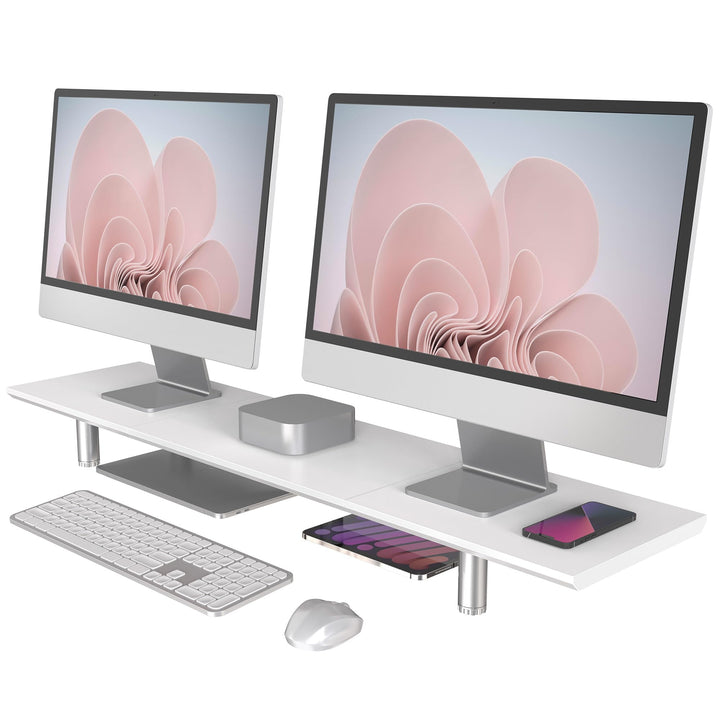 Fenge Grosser Monitorständer 100cm Dual Monitor Stands Riser mit Höhenverstellbarem Bein,Multifunkti