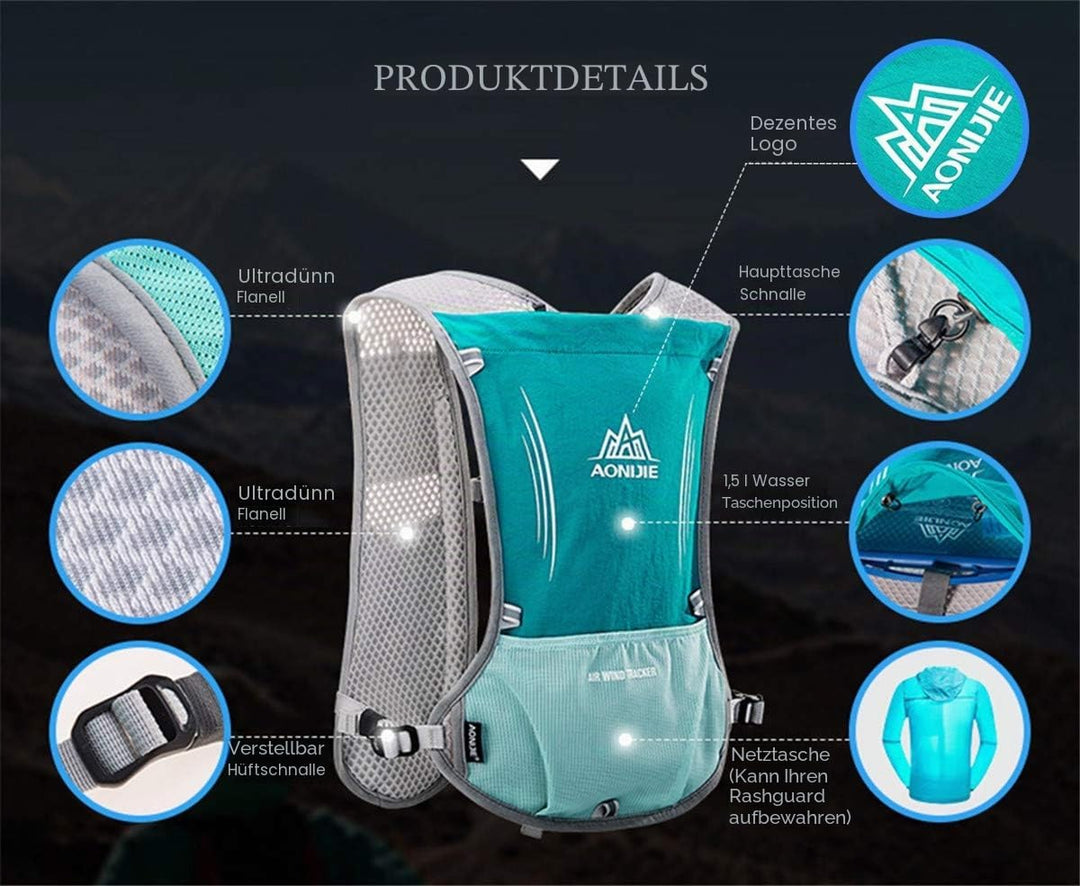 5L Ultraleicht Trinkrucksack Trail Rucksack Trinkweste, Hydration Pack Fahrradrucksack für Laufen, C