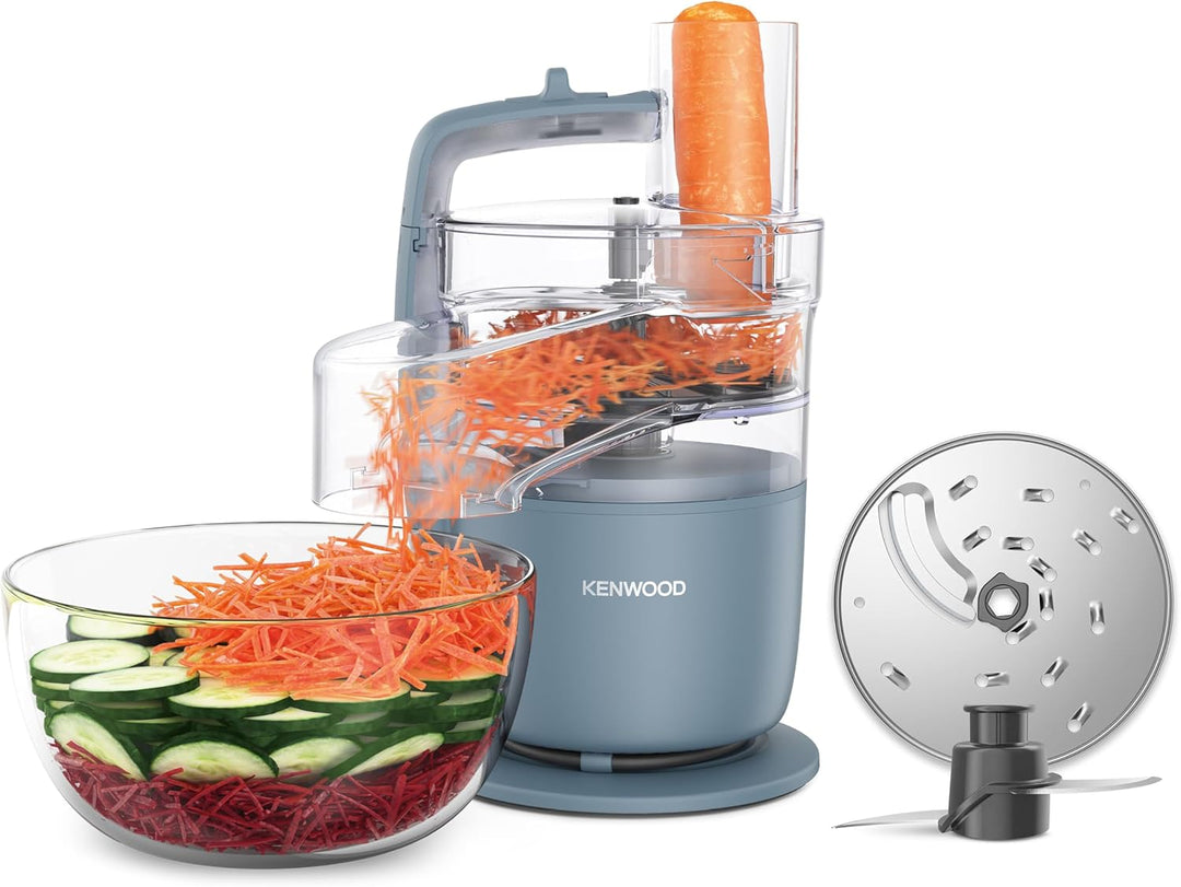 Kenwood MultiPro Go FDP22.130GY, Kompakt-Küchenmaschine nur 30cm hoch, zum Schneiden, Reiben, Pürier
