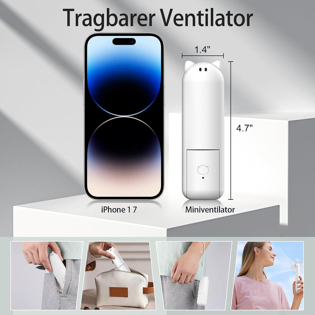 Handventilator to Go, 125g Ultraleichter Taschenventilator Mini, 20H Max Akku mit Powerbank, USB Auf