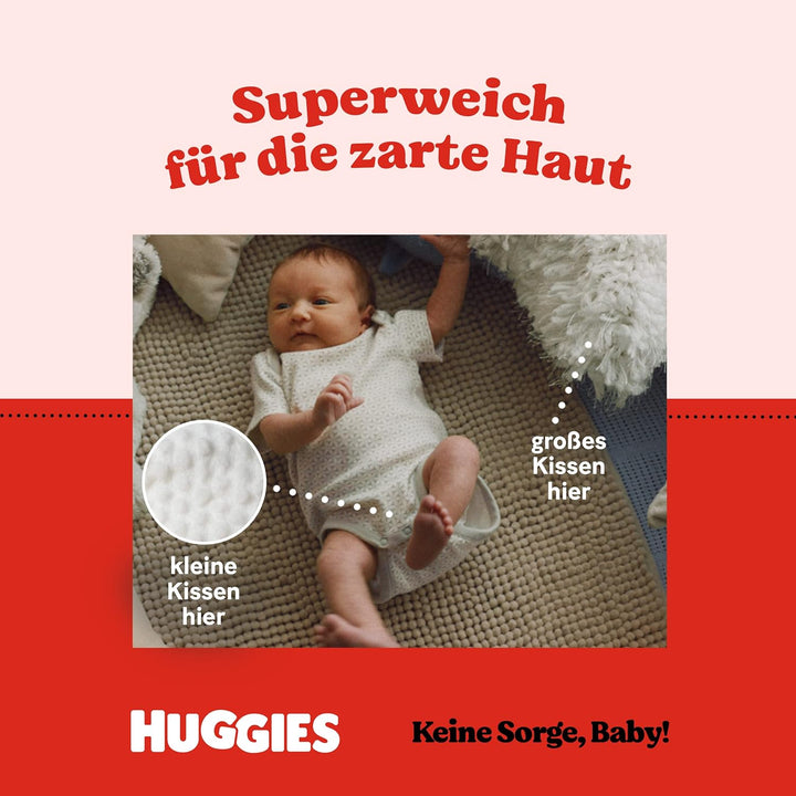 Huggies Newborn Baby Windeln Grösse 1, 2 bis 5 kg, Für Neugeborene, Mit Nässeindikator, 84 Windeln,