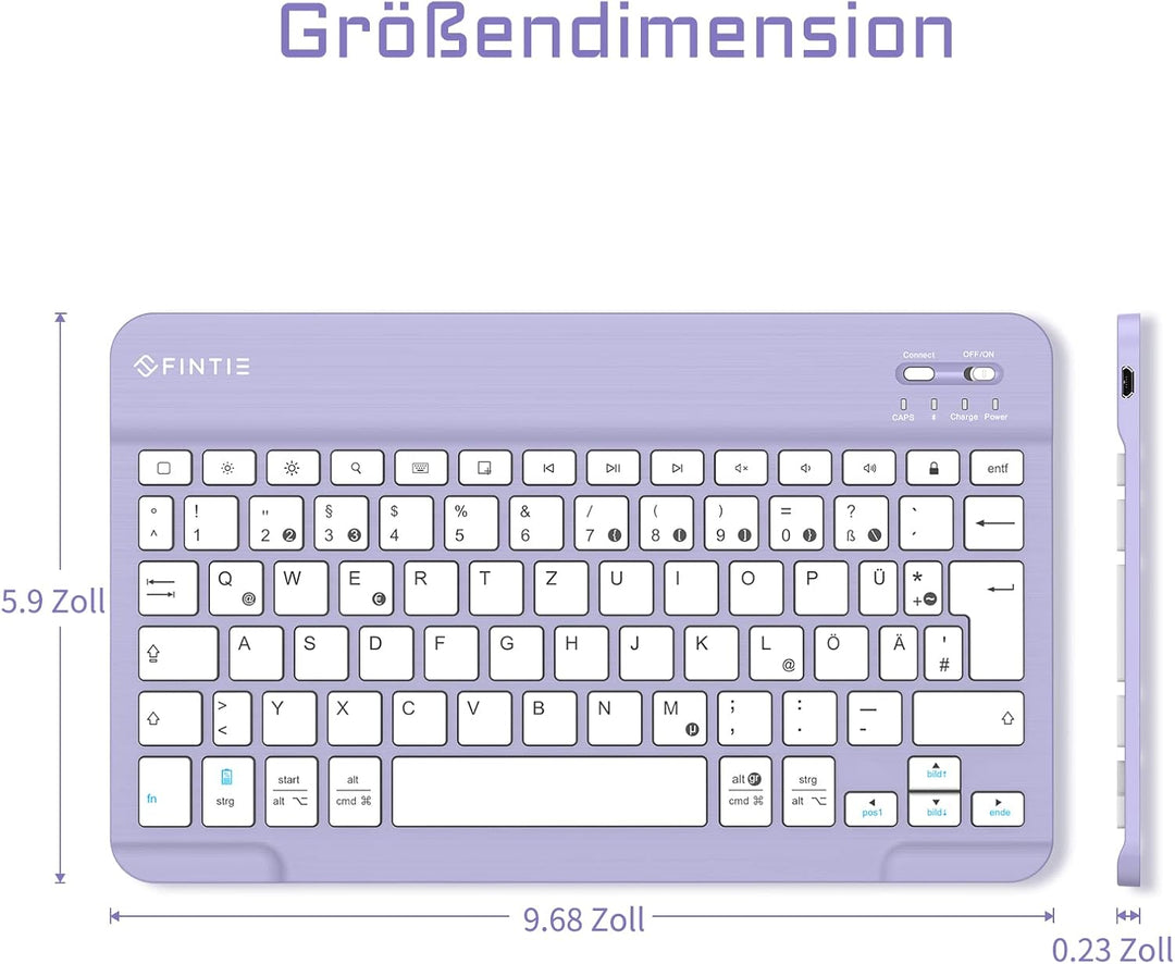 FINTIE Ultradünn Bluetooth Tastatur mit deutschem Layout QWERTZ für iPad Air/Pro/Mini/iPad 10.9/10.2