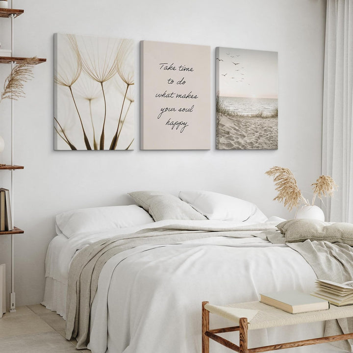 Muralo - Wandbilder Set - Leinwand Bilder Set Aufhängefertig in Boho Stil - das Leinwandbilder Set -