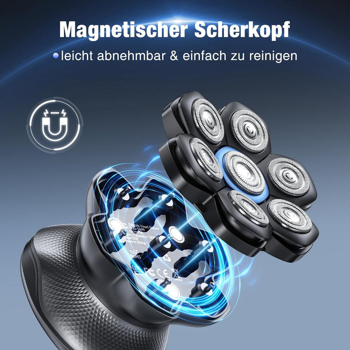 Glatzen Rasierer Herren, kensen Kopfrasierer Glatze 7D Bold Shaver Magnetische Head Shaver Trocken U