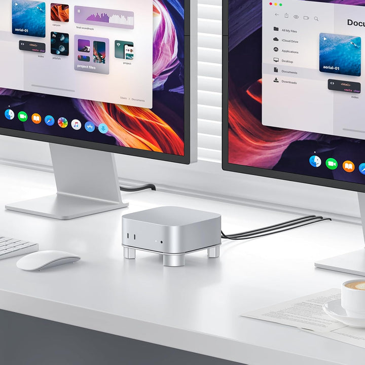 OMOTON Aluminium Ständer für Mac mini M4/M4 Pro, Leicht Erreichbarer Einschaltknopf, Belüftung & Küh